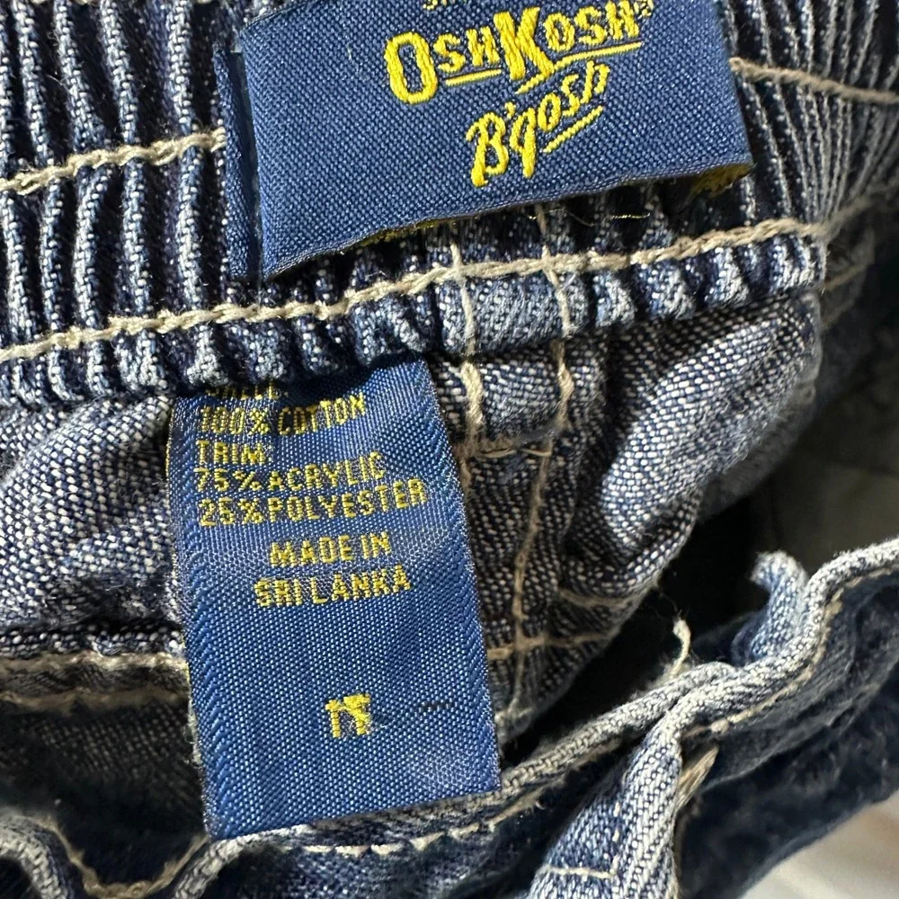 Vintage OshKosh B'gosh Toddler Girls Y2K Jeans 1T Pink Fuzzy‎ Hem Star Denim